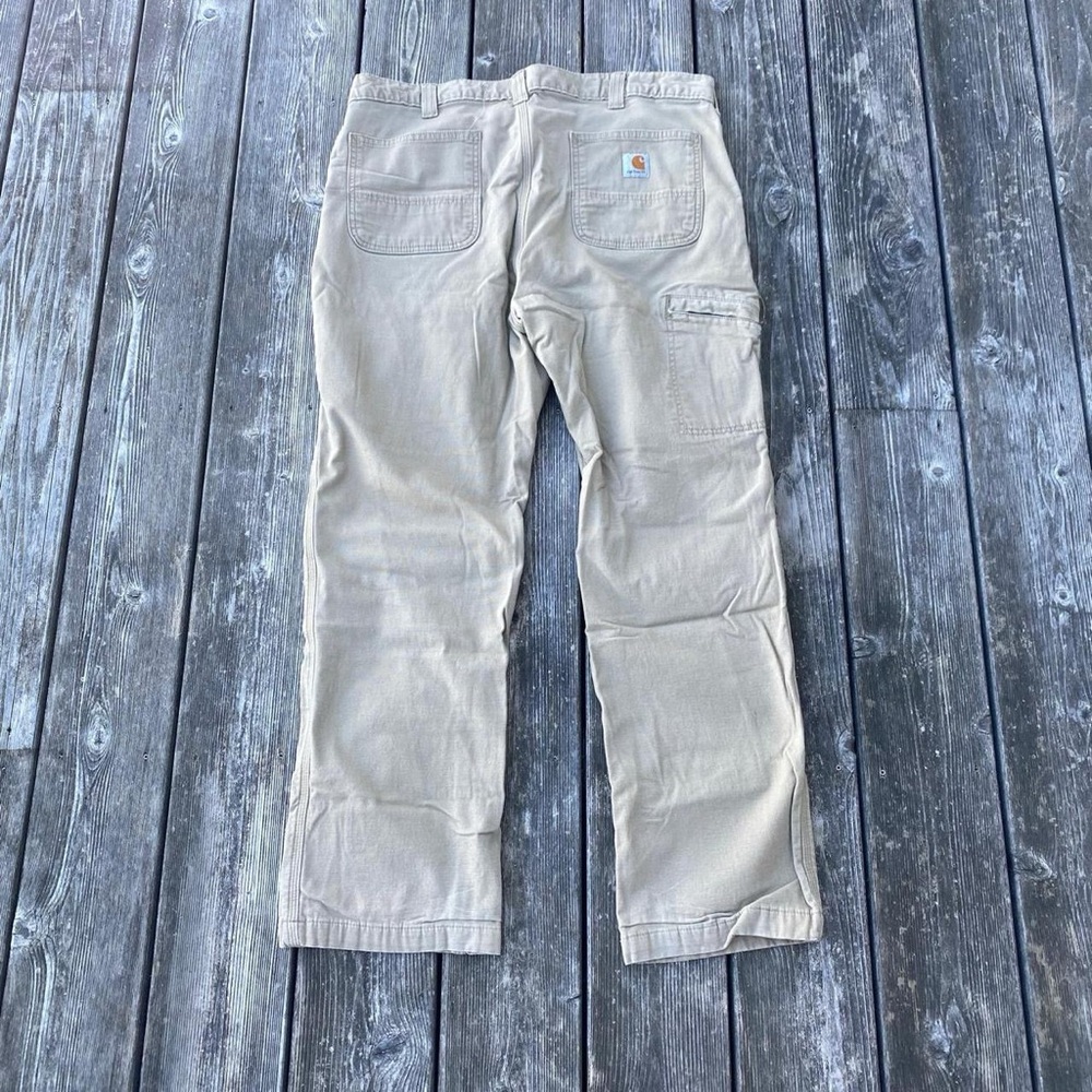 Carhartt Tan Relaxed Fit Fleece Lined Carpenter Workwear Pants 38x30 Utility
